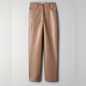 Aritzia Wilfred Tan Melina Vegan Leather Pant Sz. 4